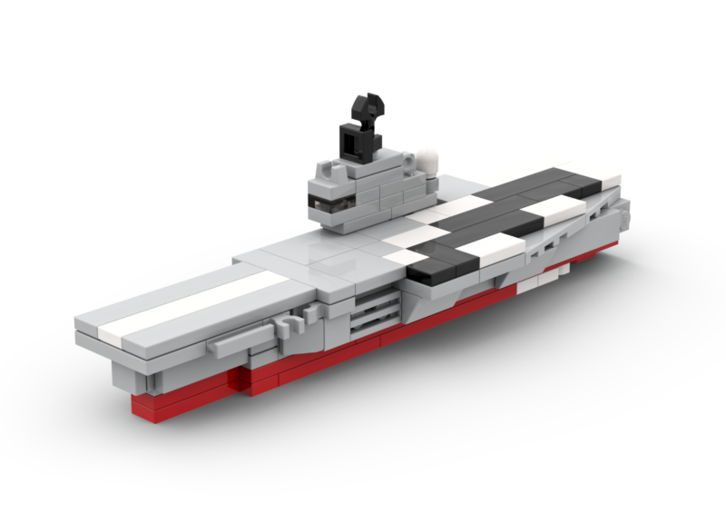 3D rendered image of the LEGO USS Lexington (CV-16) Aircraft Carrier MOC.