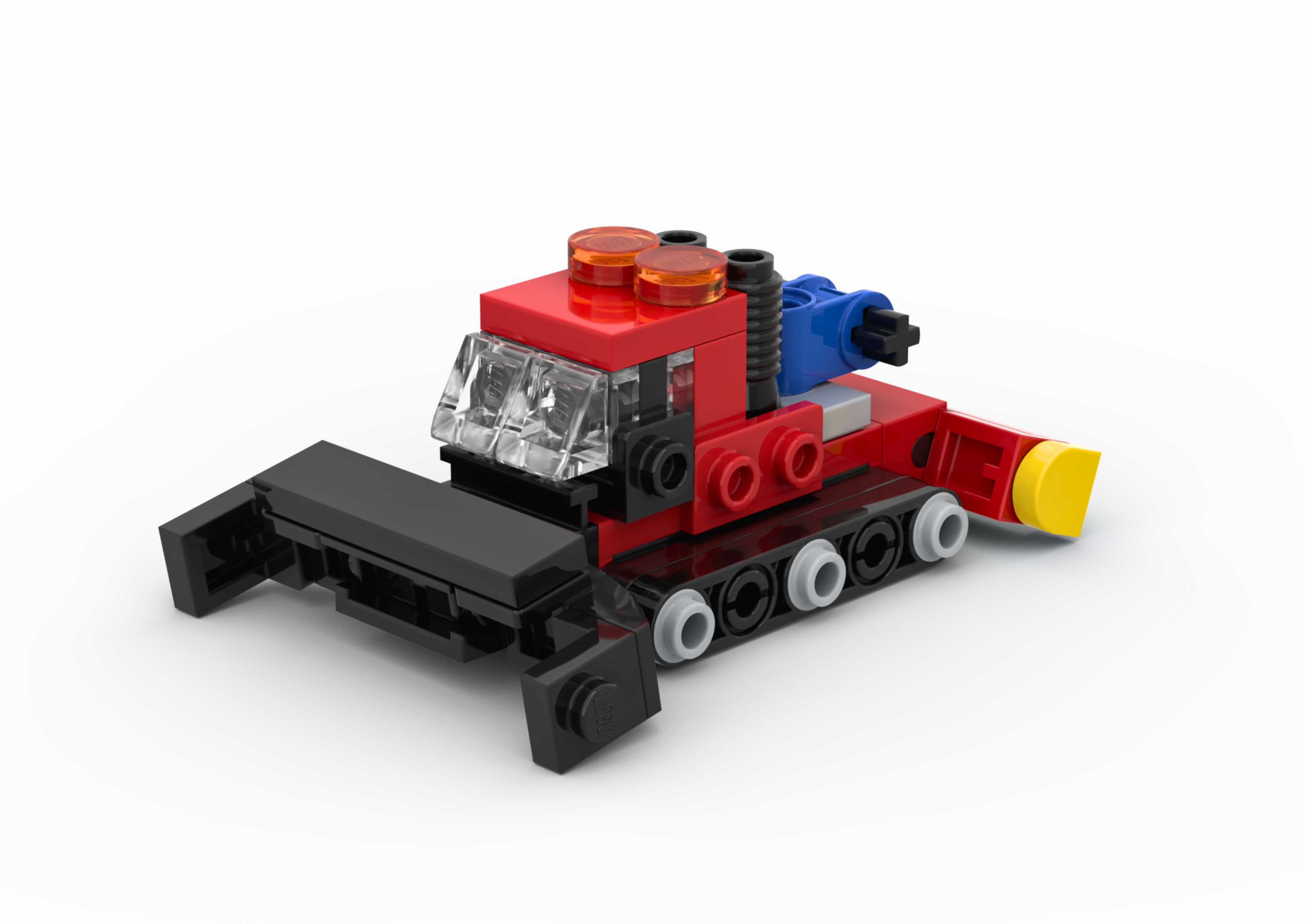 LEGO Snow Groomer MOC 3D Render.
