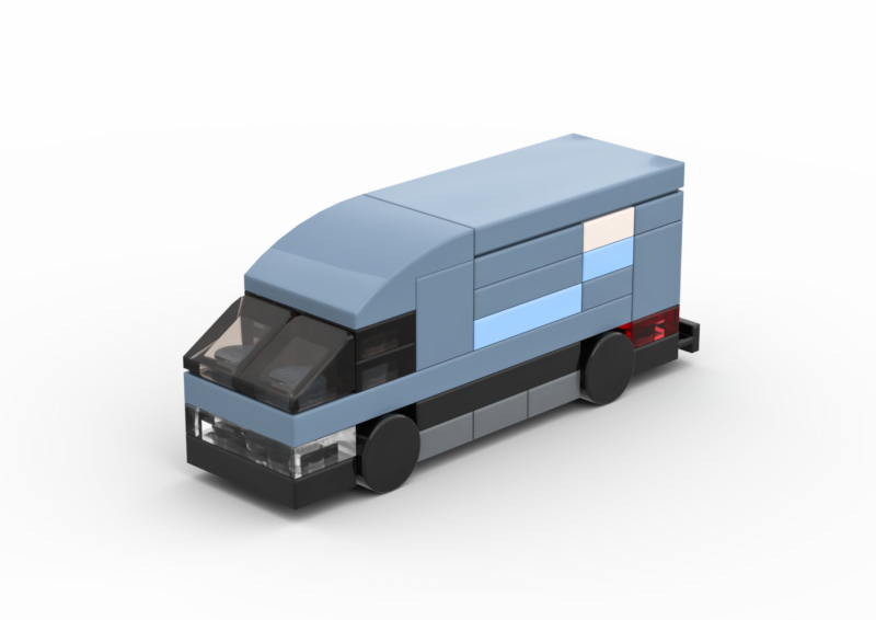 3D rendered image of the LEGO Micro Amazon Delivery Van MOC.