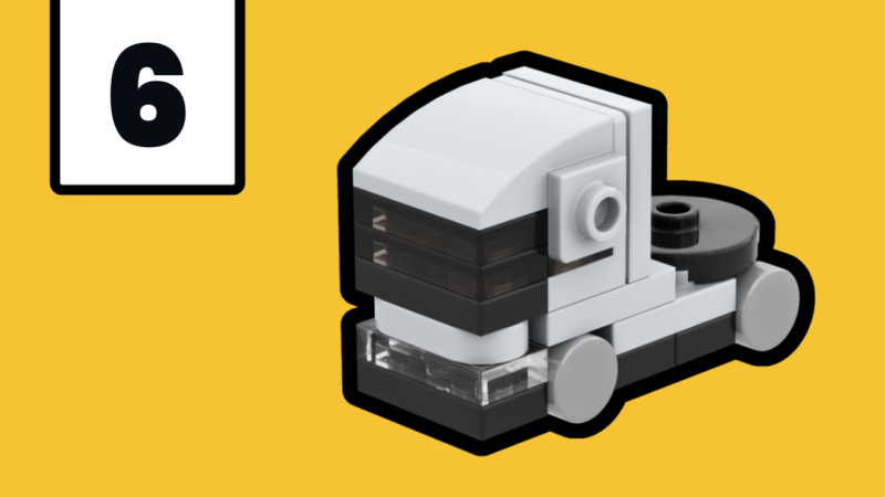 YouTube thumbnail image featuring the LEGO Micro Volvo FH Truck MOC.