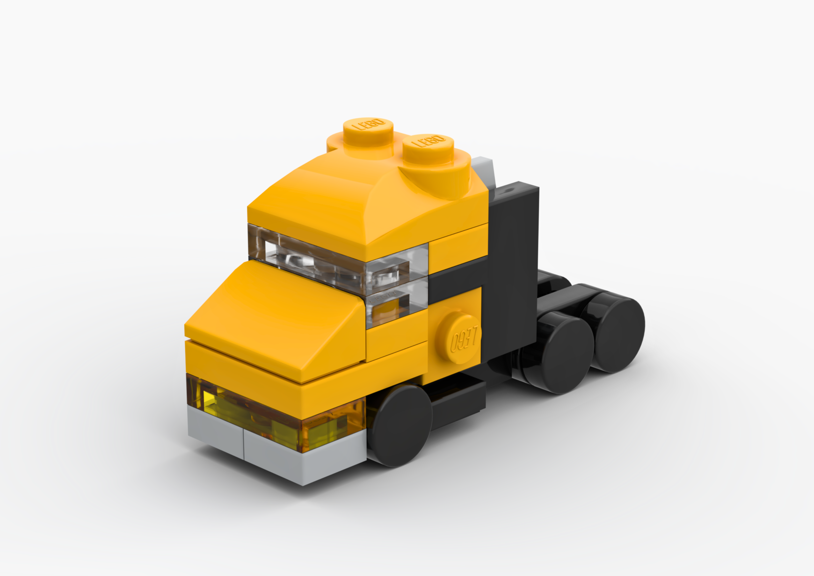 3D rendered image of the LEGO Micro Scania T-Cab Truck MOC.