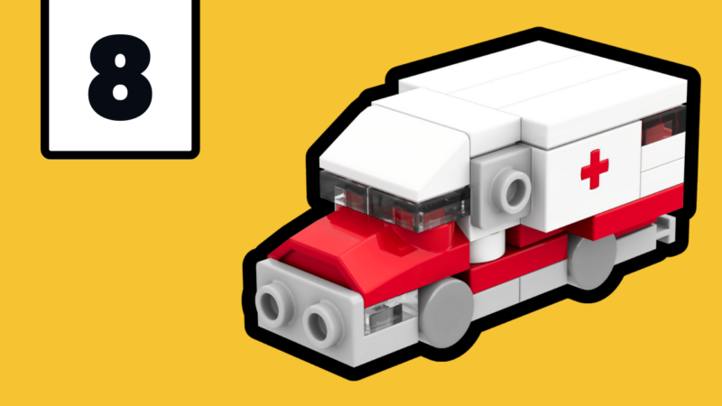 YouTube thumbnail image featuring the LEGO Micro Ambulance MOC.