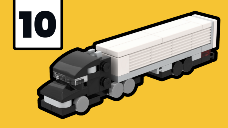 YouTube thumbnail image featuring the LEGO Micro American Truck & Semi Trailer MOC.
