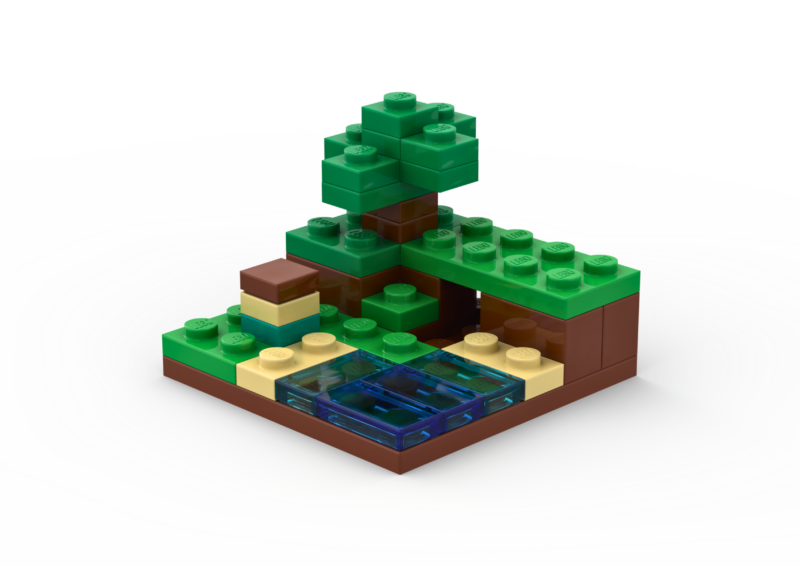 3D rendered image of the LEGO Micro Minecraft Biome (Classic) MOC.