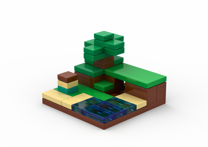 3D rendered image of the LEGO Micro Minecraft Biome (Flat) MOC.