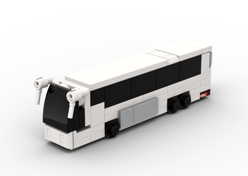 3D rendered image of the LEGO Micro Charter Bus MOC.