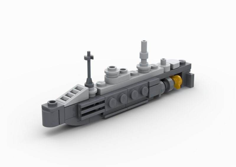 3D rendered image of the LEGO Nautilus Submarine MOC.