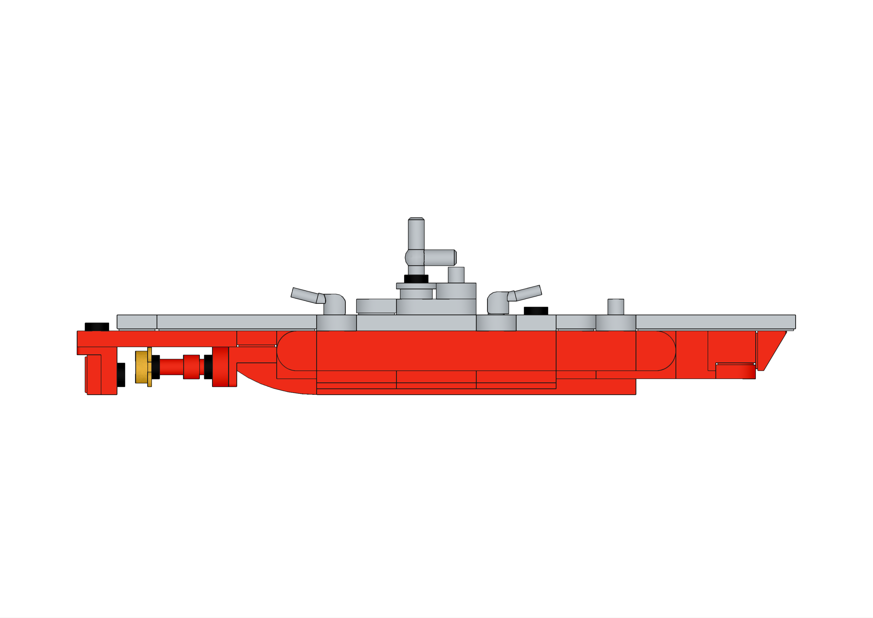 Side view image of the LEGO Archimede Class Submarine MOC.