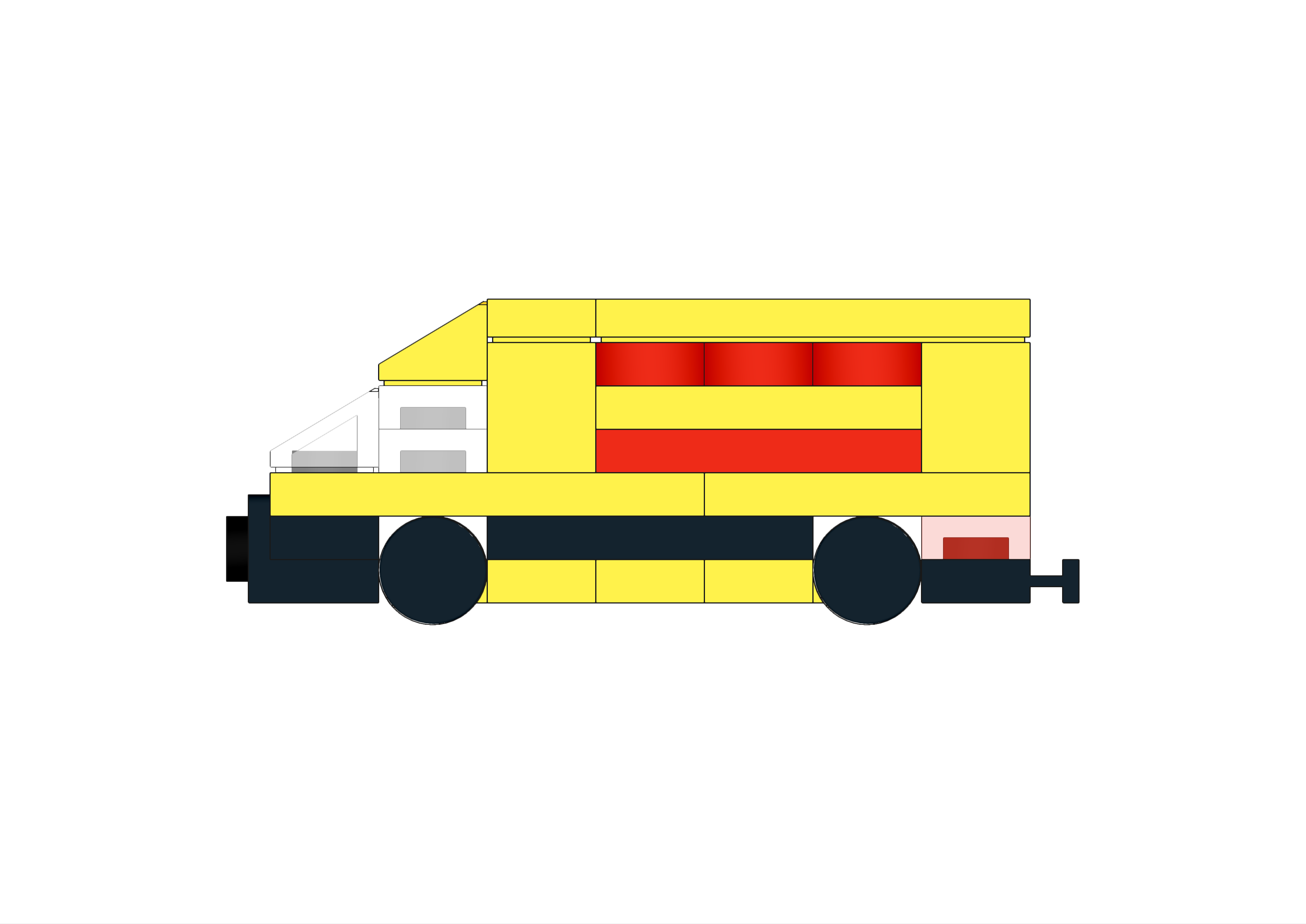 Side view image of the LEGO Micro DHL Delivery Van MOC.