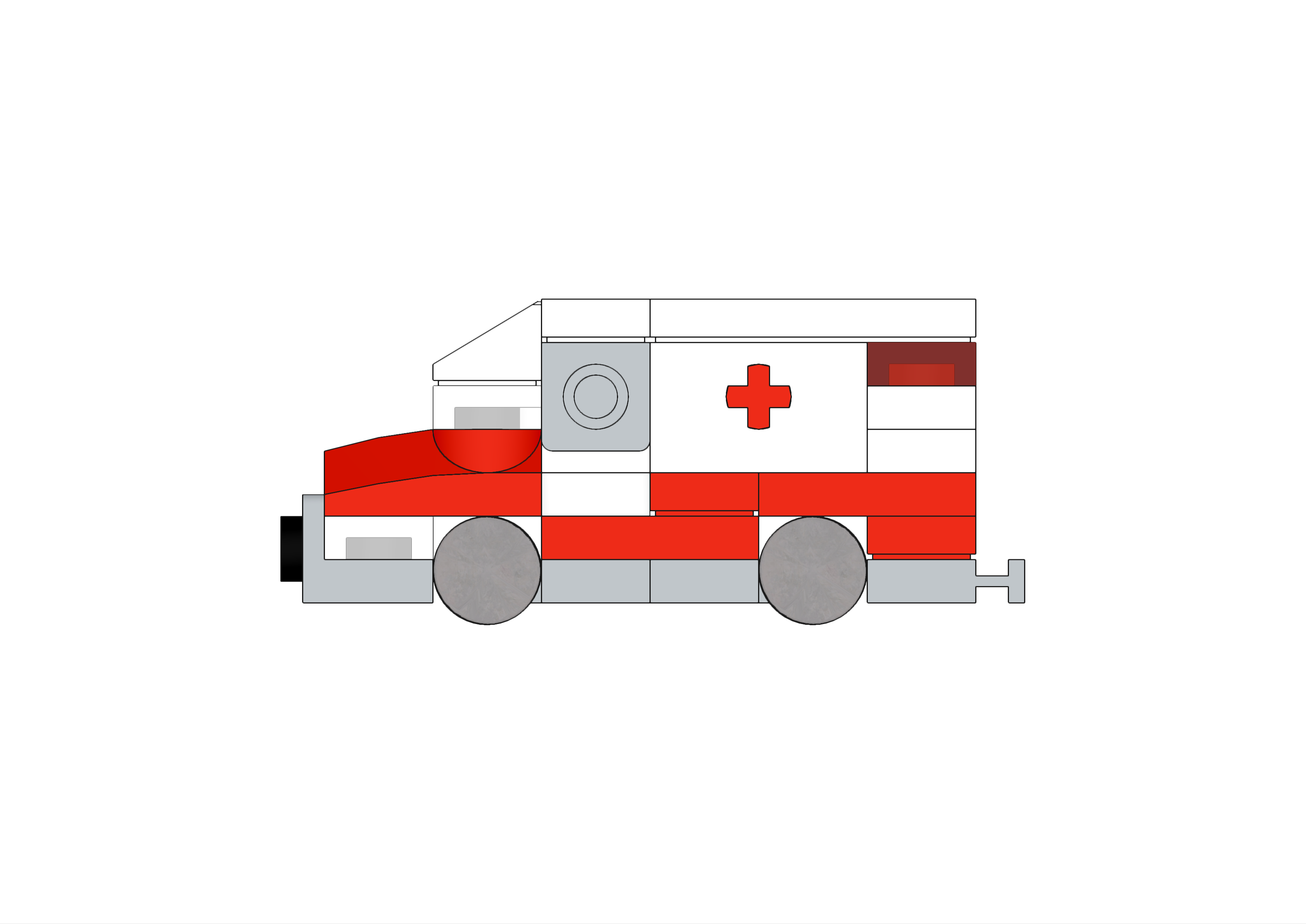 Side view image of the LEGO Micro Ambulance MOC.