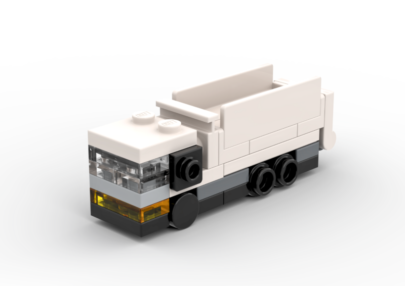 3D rendered image of the LEGO Micro Cab-Over Dump Truck MOC.
