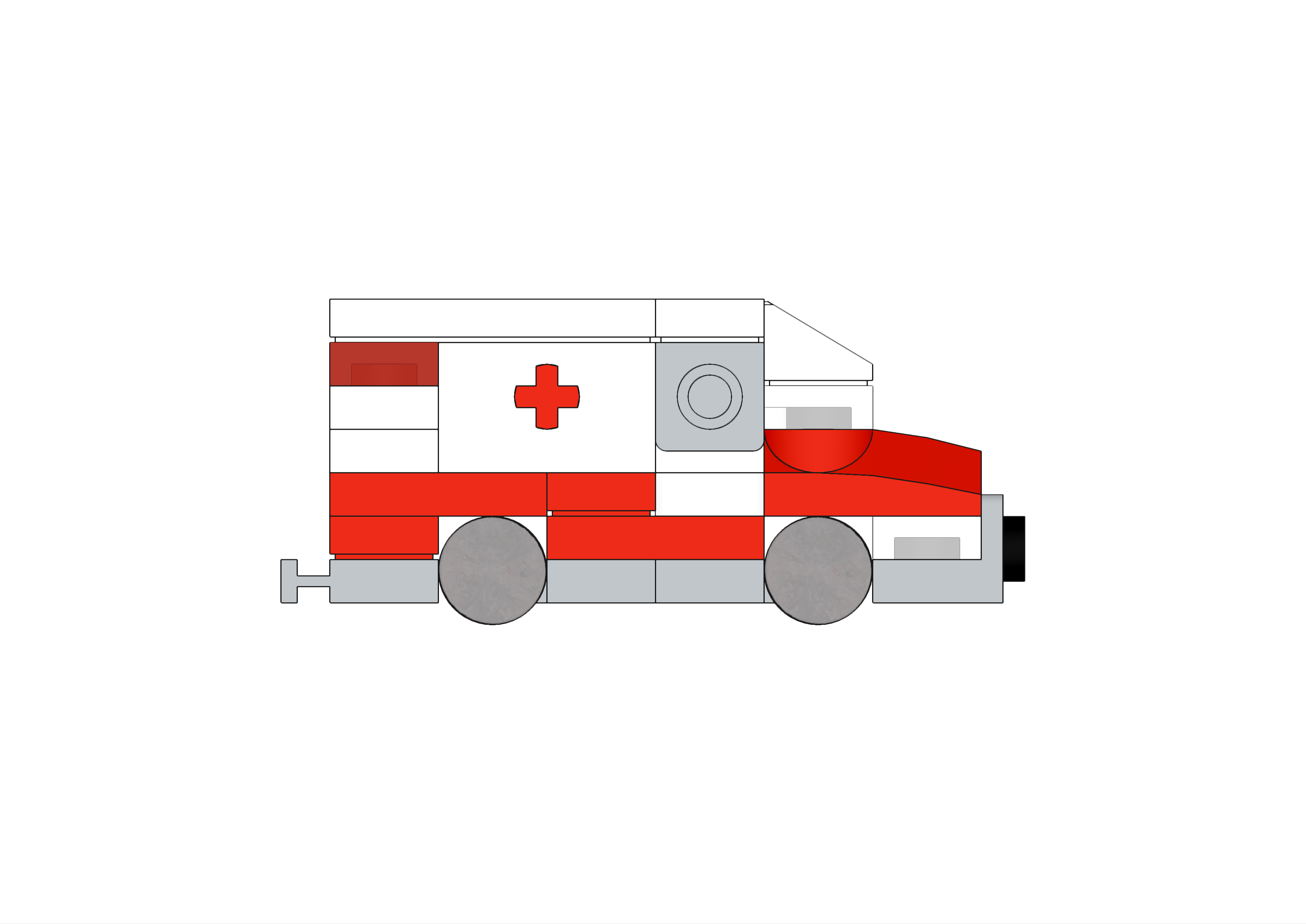 Alternate side view image of the LEGO Micro Ambulance MOC.