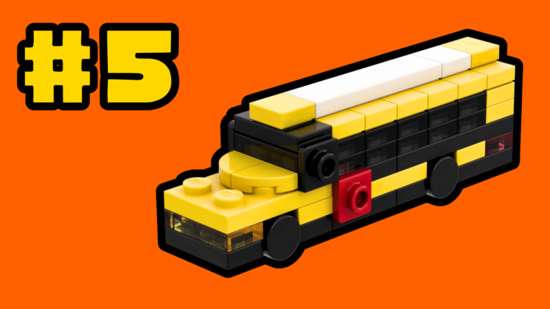 YouTube thumbnail for the LEGO Micro American School Bus MOC designed by The Bobby Brix Channel.